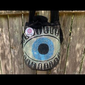 🧿Wayuu crossbody evil eye bucket bag with crystals